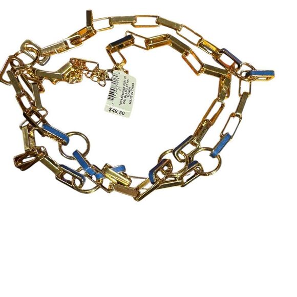 Alfani Gold and Blue paper clip 42”Necklace - Picture 4 of 4